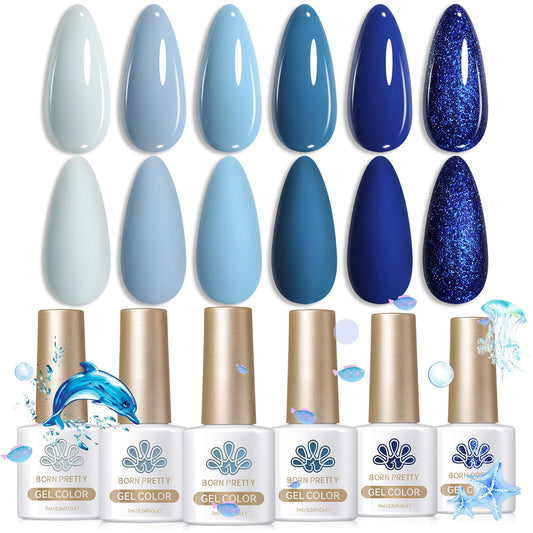 Born Pretty light baby blue gel polish for everyday nails and fresh looks.