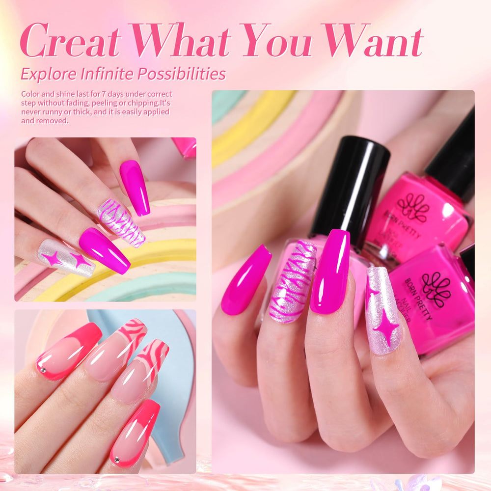 Born Pretty neon pink shade perfect for summer vibes.