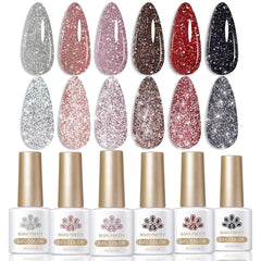 Born Pretty reflective red glitter gel polish bottle with dazzling party-ready sparkle.