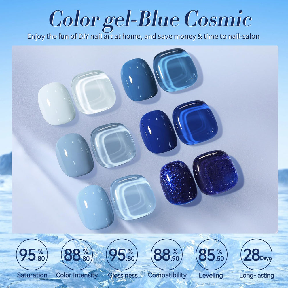 Born Pretty sky blue gel polish for a calm daytime manicure with shine.