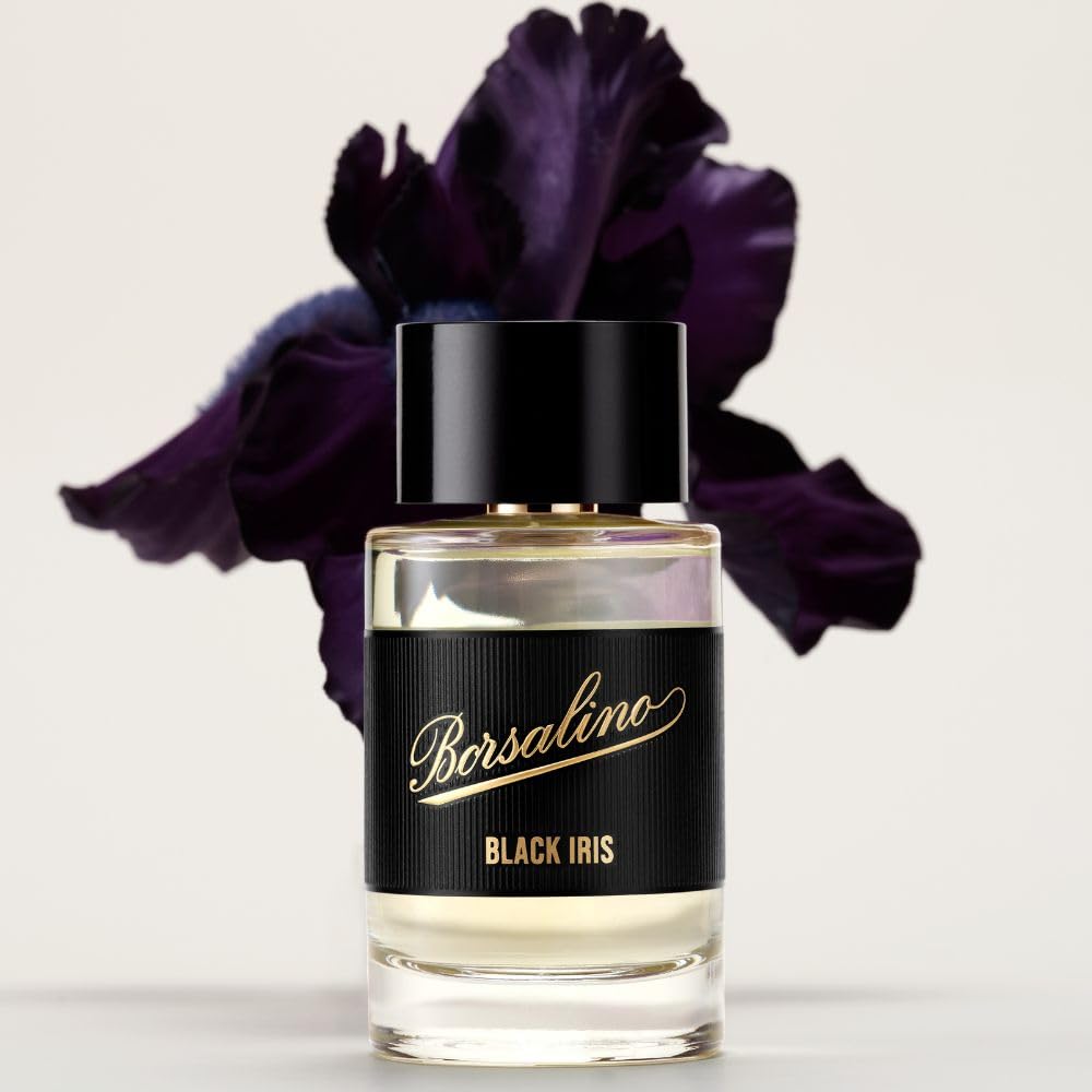 Borsalino Black Iris heart notes highlight iris and vanilla for refined elegance.