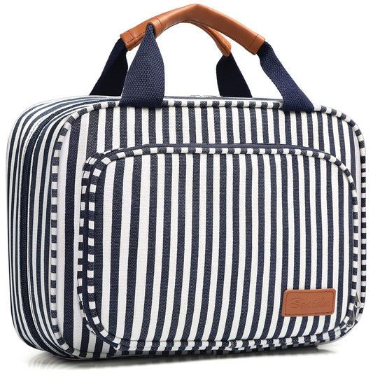 Bosidu travel toiletry organizer shows capacious space for full-size toiletries.