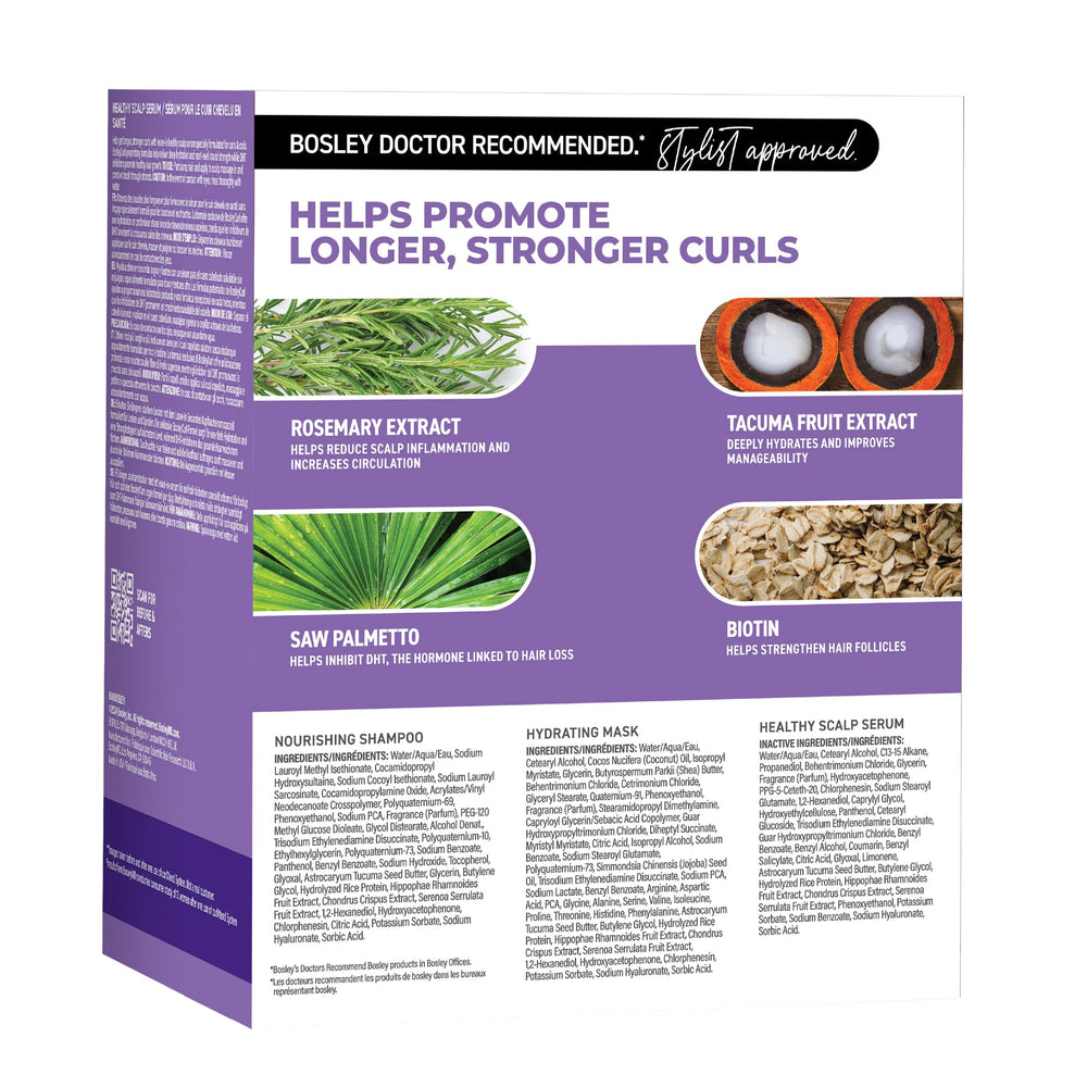 BosleyMD Curl Ultra Hydrating Mask tube deeply nourishes curls for detangling.
