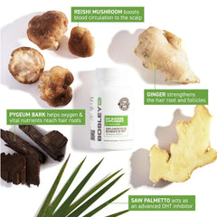 BosleyMD DHT-7 Blend packaging with hangtag communicates vegan formula