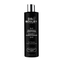 BosleyMD Dr. Bosley 2-in-1 shampoo bottle promoting fuller-looking hair with gentle cleansing.