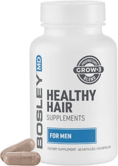BosleyMD Men’s Hair Supplements bottle front with 60 capsules may support hair health.