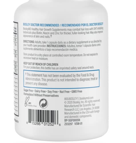 Ingredients panel showing saw palmetto, zinc, and biotin for hair wellness.
