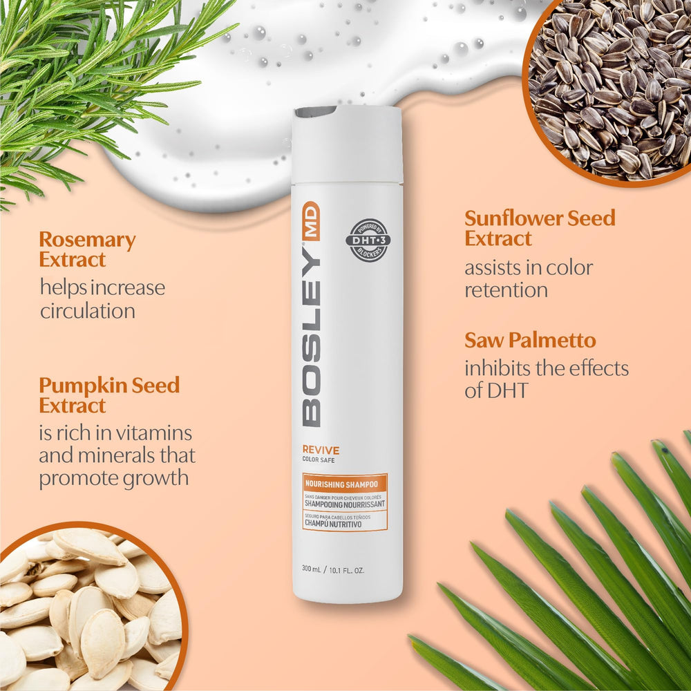 BosRevive Nourishing Shampoo color-safe formula supports color longevity.