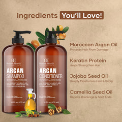 Botanic Hearth Argan Oil ingredient panel emphasizes antioxidants and essential fatty acids.