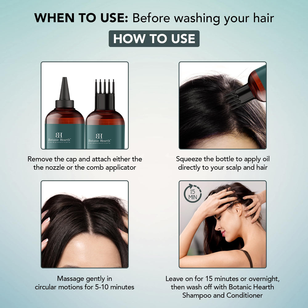 Botanic Hearth hair oil texture close-up captures silky, fast-absorbing consistency.