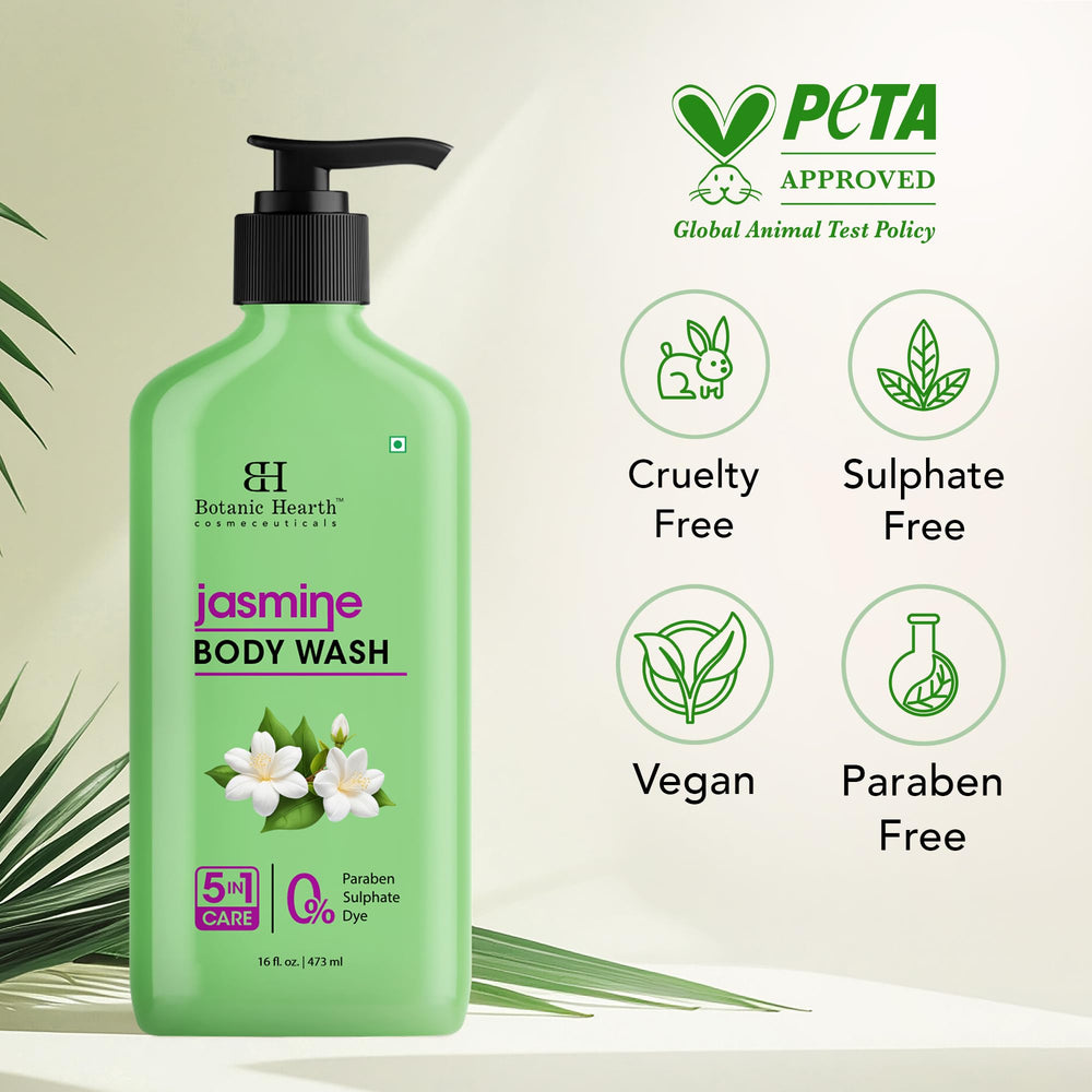 Smooth hydrating foam of Botanic Hearth Jasmine Body Wash for a refreshing shower