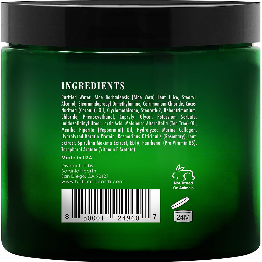 Scalp close-up with tea tree and peppermint oils in Botanic Hearth formula