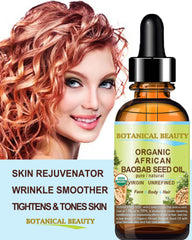Botanical Beauty Baobab Seed Oil drops on the face for gentle care