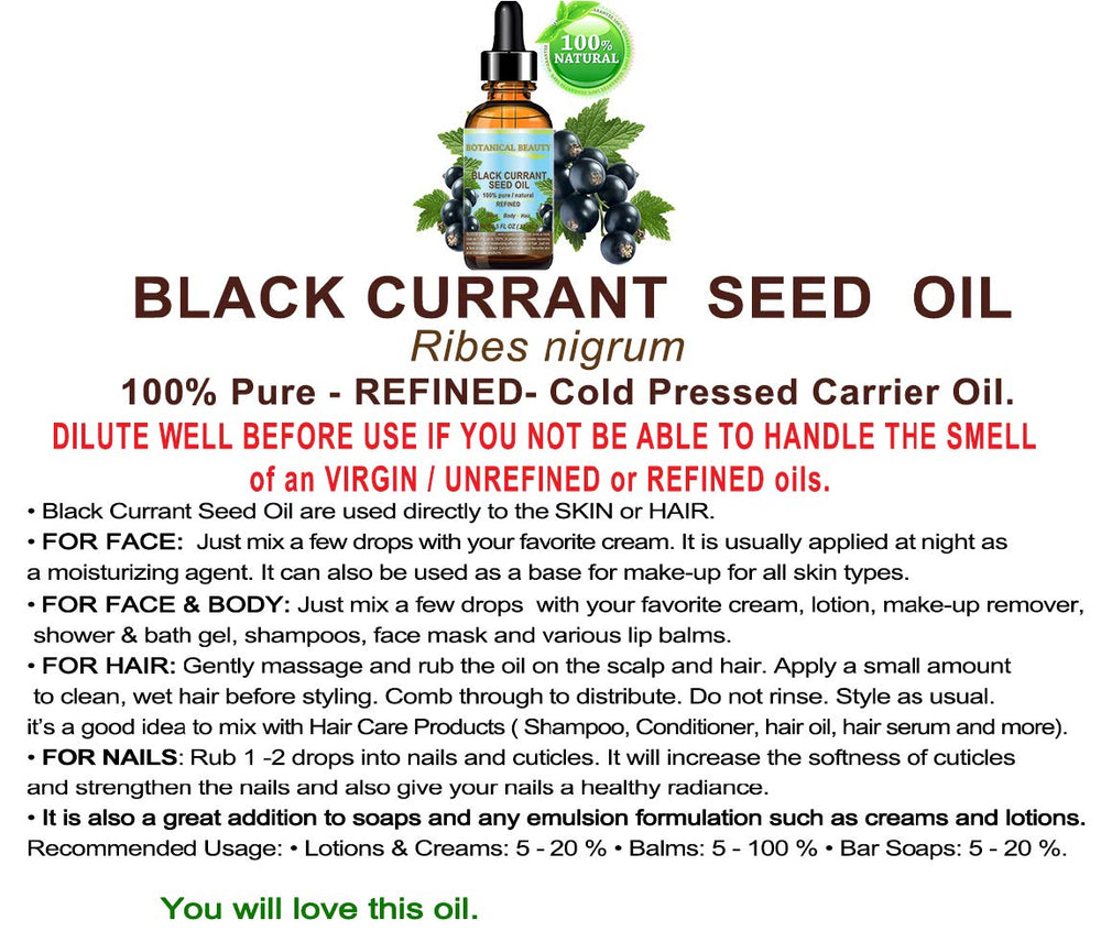 Botanical Beauty Black Currant Seed Oil in bath oil for body care
