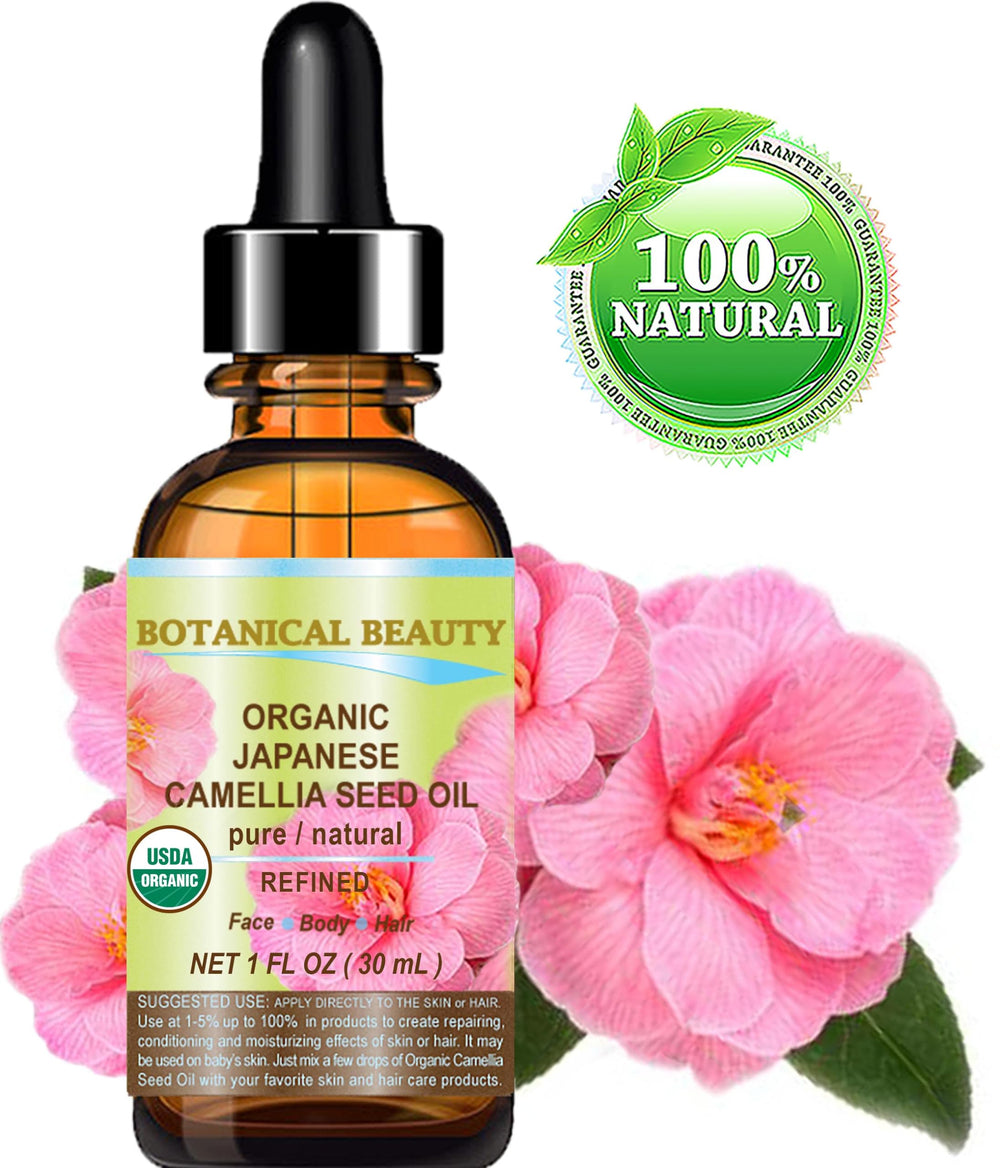 Botanical Beauty Camellia Seed Oil dropper for precise application and smoothing skin