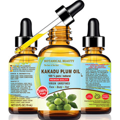 Botanical Beauty Kakadu Plum Oil bottle pour for light daily hydration.
