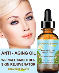 Kiwi Seed Oil on hair for shine and moisture.