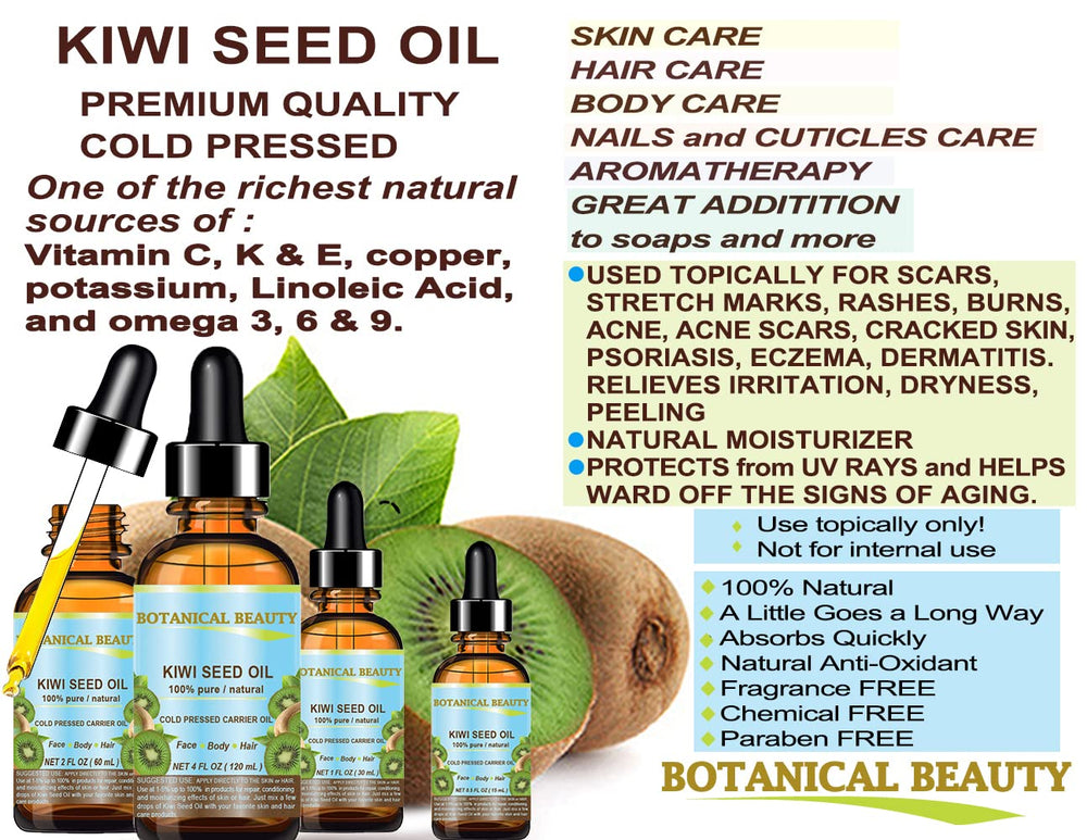 Kiwi Seed Oil for irritated skin, soothing touch.