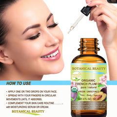 Botanical Beauty Plum Oil close-up on face reveals smooth, hydrated skin