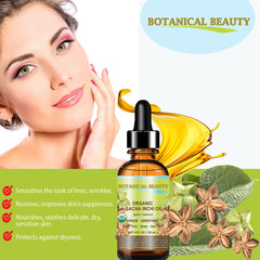 Botanical Beauty Sacha Inchi oil on hair application for shine and manageability.