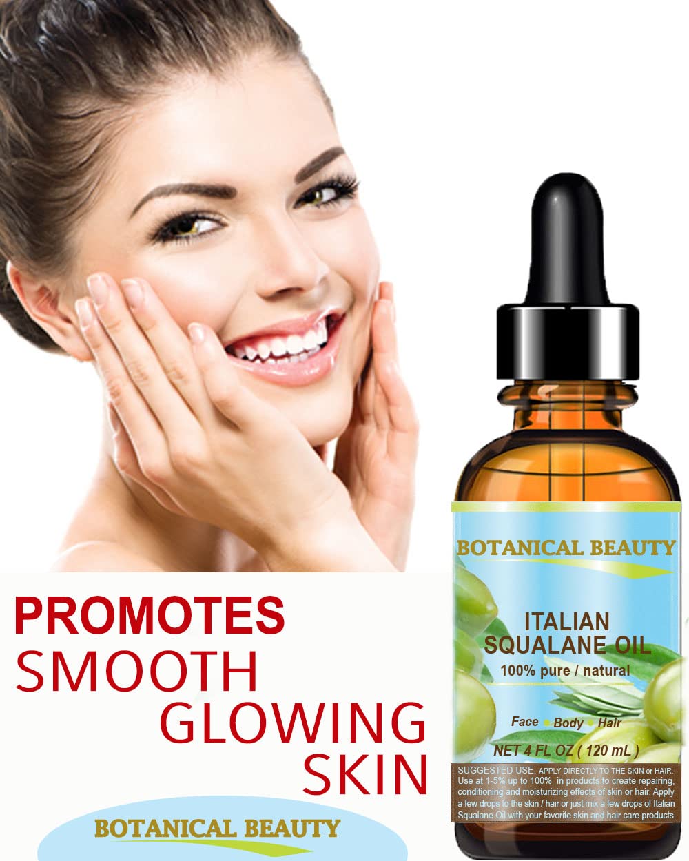 Botanical Beauty Squalane on face during application for hydration.