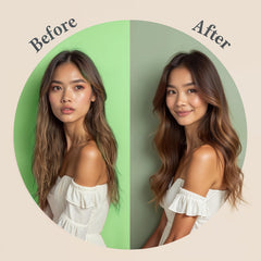 Hair after washing with Botanical Green Care showing volume and shine.