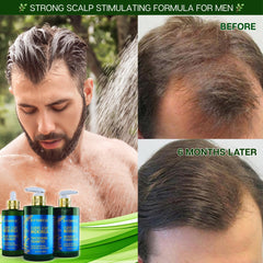 Botanical Hair Growth Lab Scalp massage scene highlights stimulating circulation.