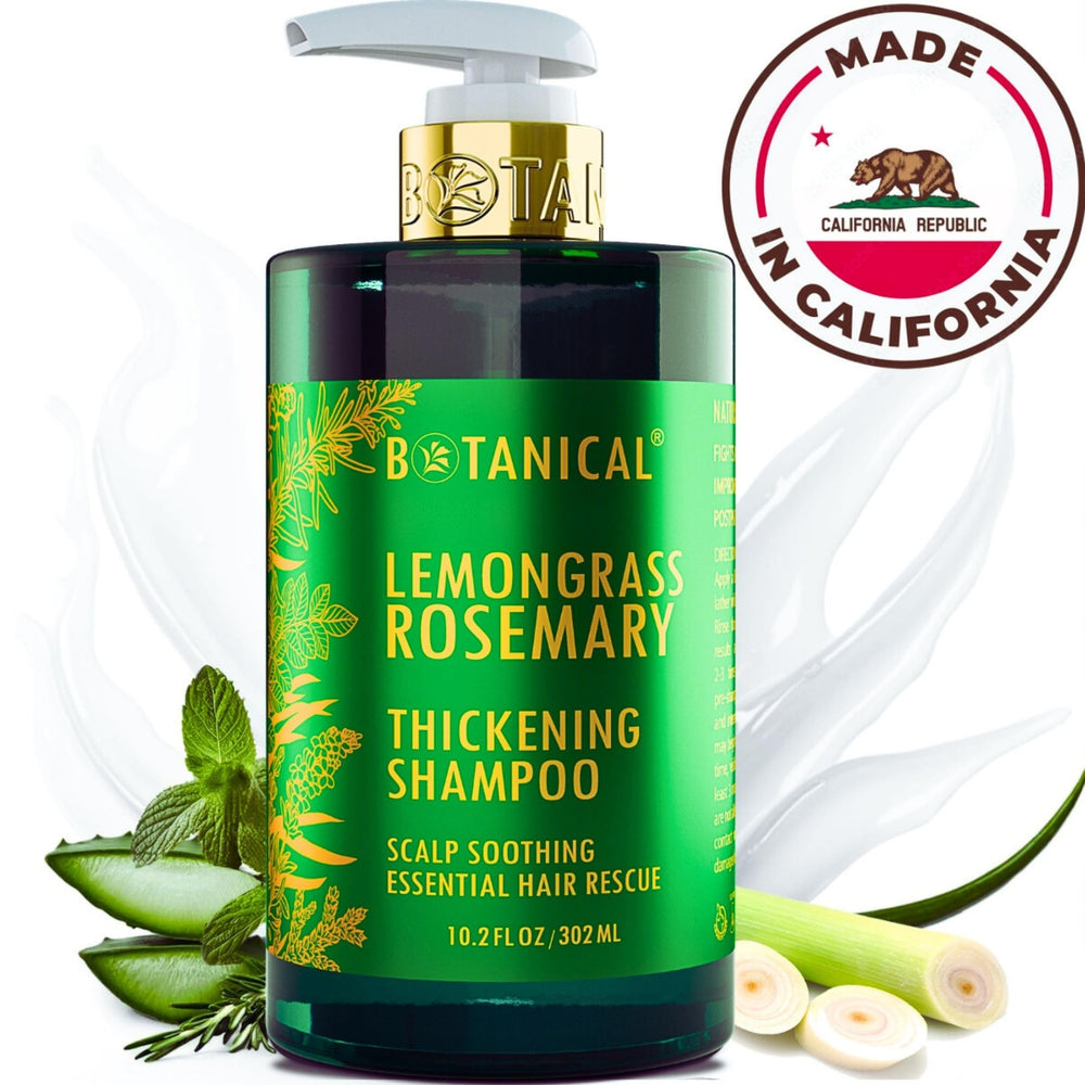 Botanical Hair Growth Lab thickening shampoo close-up suggesting fuller-looking hair