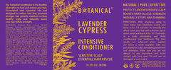 Botanical Hair Growth Lab lavender conditioner bottle beside natural oils for nourishment.