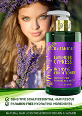 Botanical Hair Growth Lab lavender conditioner application in routine for scalp care.