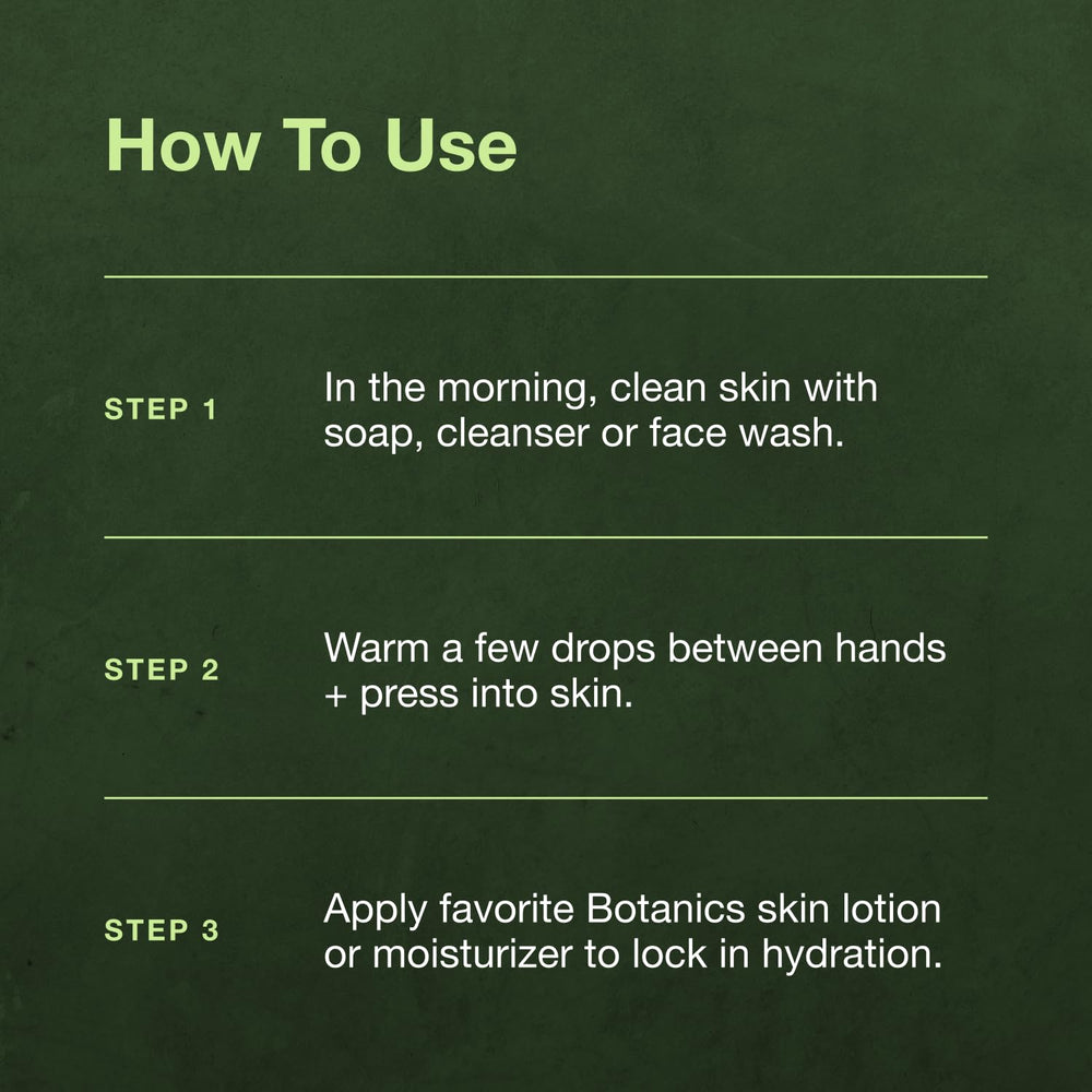 Botanics facial oil for men with a facial roller for a spa-like routine