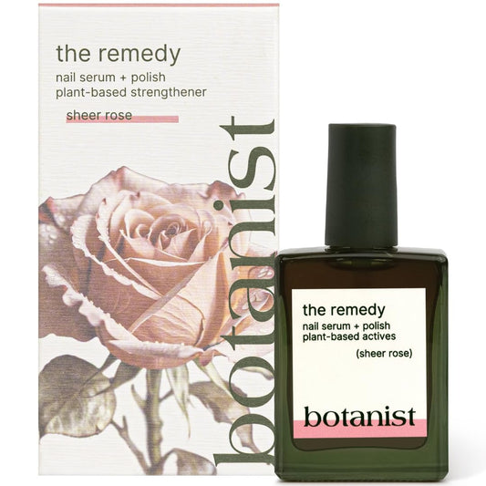 Botanist Nails The Remedy rose bottle front, non-toxic plant-based nail treatment