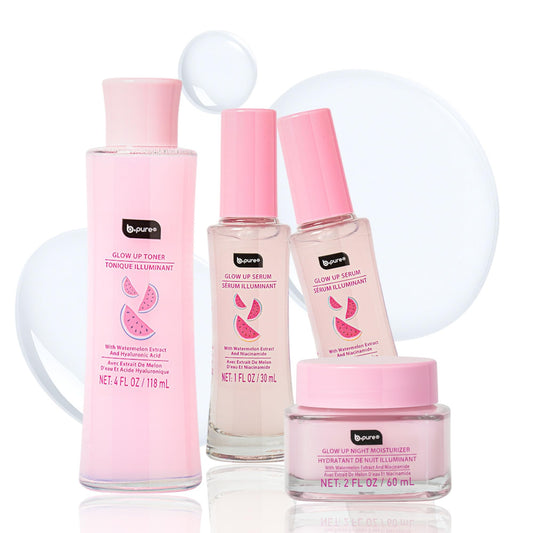bpure Glow Up Toner bottle hydrates and preps skin for smoother texture.
