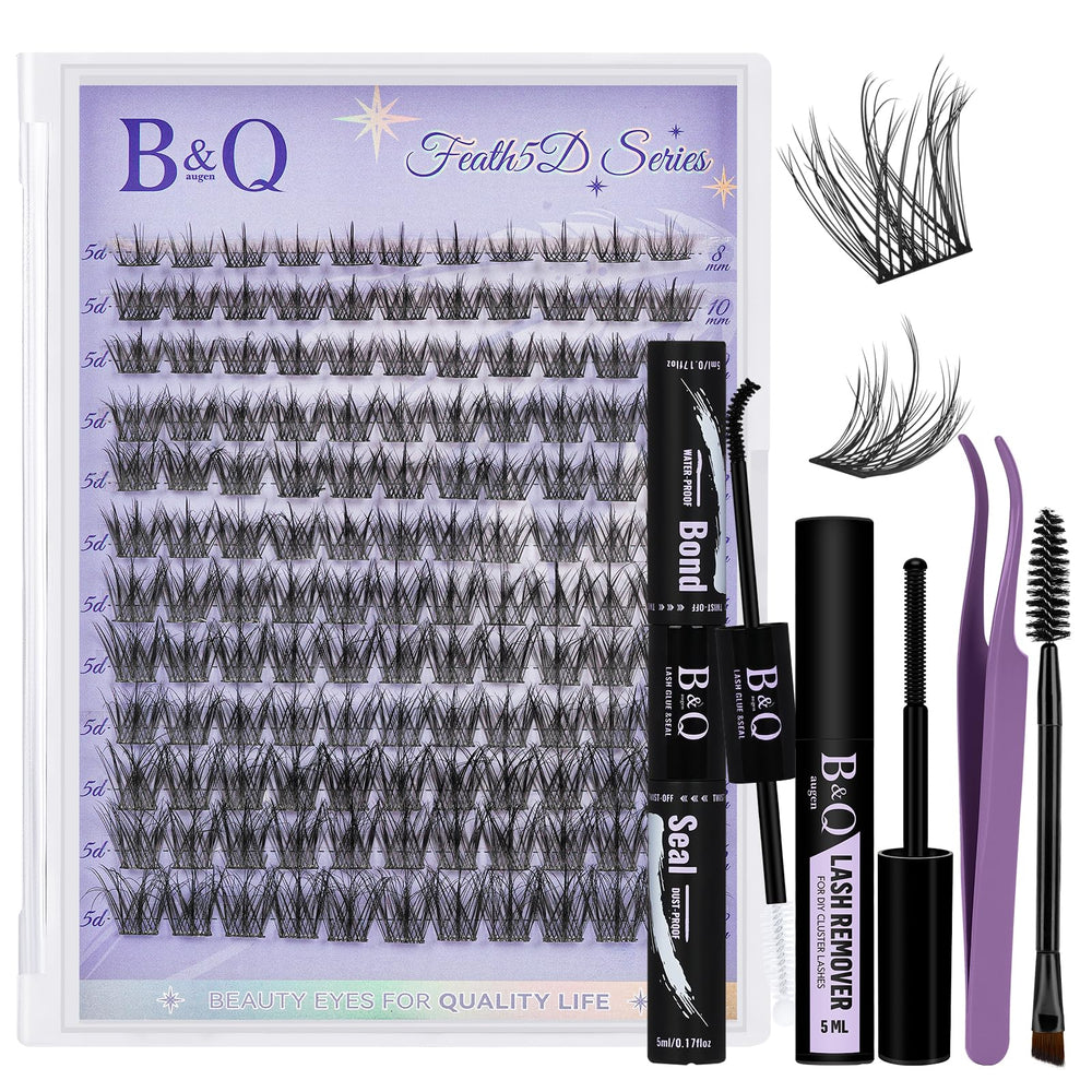 B&Qaugen Feath5D lash clusters deliver dramatic volume for a multidimensional wispy look.