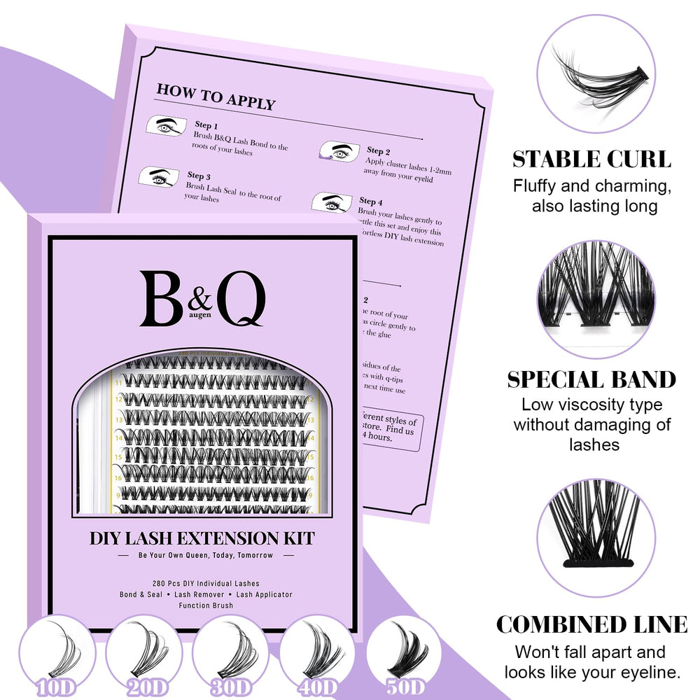 B&Qaugen flat-band cluster lashes attach smoothly to lashes