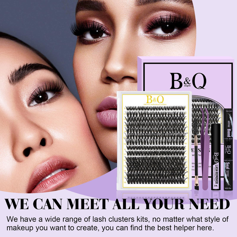 BQaugen lash clusters kit application demonstrates quick, comfortable DIY lashes.