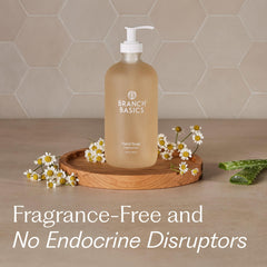 Branch Basics Gel Hand Soap texture closeup — silky lather cleanses while preserving skin moisture.