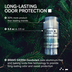 Bravo Sierra aluminum-free deodorant being applied for daily comfort.