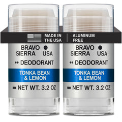 Bravo Sierra deodorant 2-pack packaging showing clean, aluminum-free design.