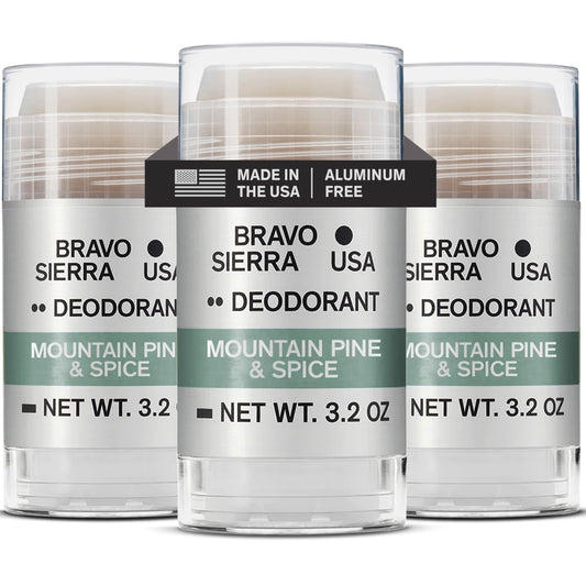 Bravo Sierra deodorant stick application shows long-lasting odor protection.