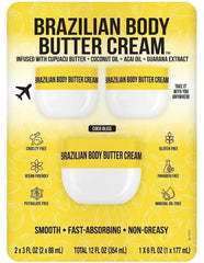 Brazilian Body Butter Cream 3-Pack jar demonstrates deep hydration for soft, touchable skin.