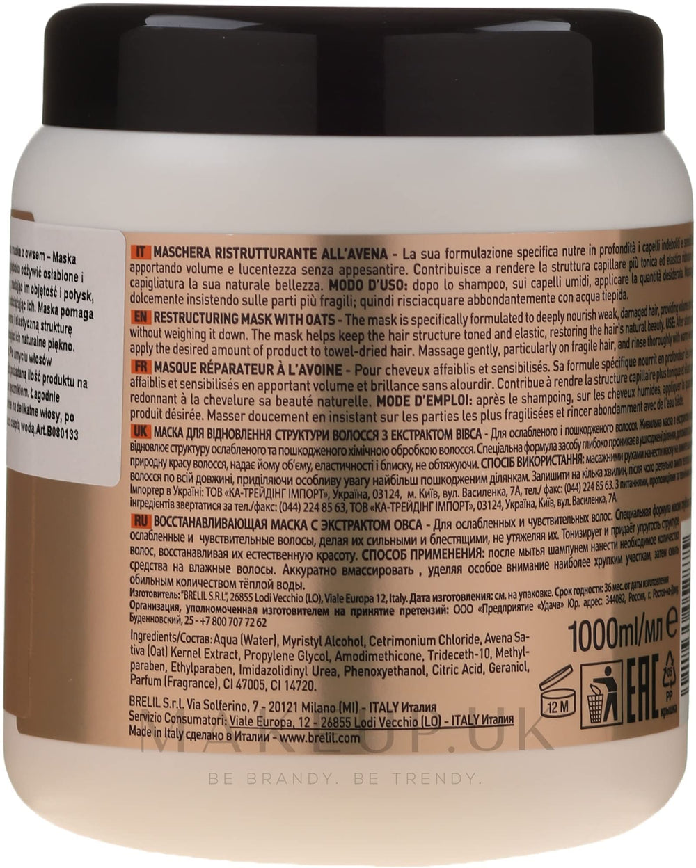 Hair after using Brelil Numero oat mask, appearing shinier and more manageable.
