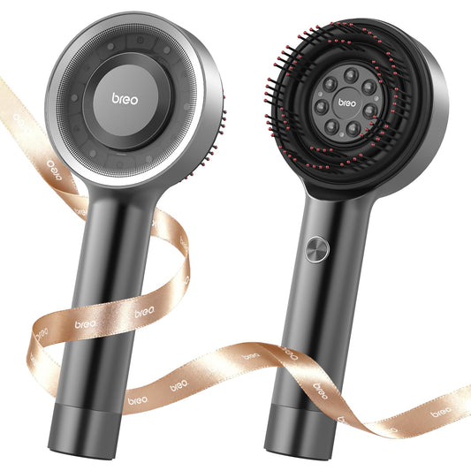 Breo Scalp 3L laser comb emits 650nm light for targeted scalp stimulation.