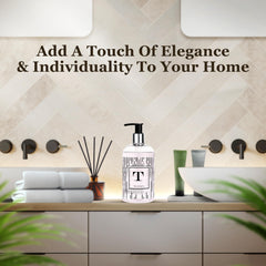 Brevä Soap Co. Monogrammed hand soap in countertop display.