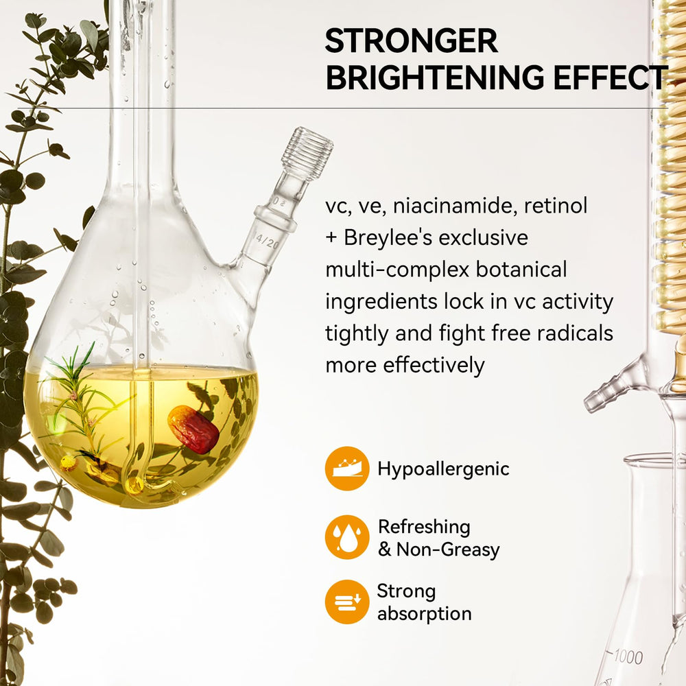 Breylee Vitamin C Serum drop on hand shows lightweight texture