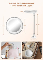 Brightown 10x magnifying mirror with light, daylight LEDs for true color reflection
