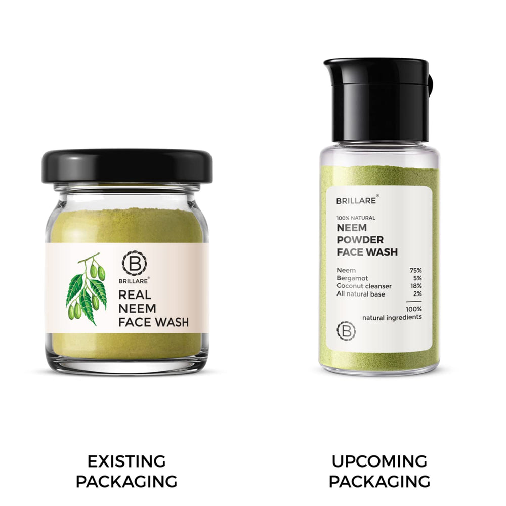 BRILLARE Real Neem Powder Facial Cleanser in use on skin for refreshing cleanse