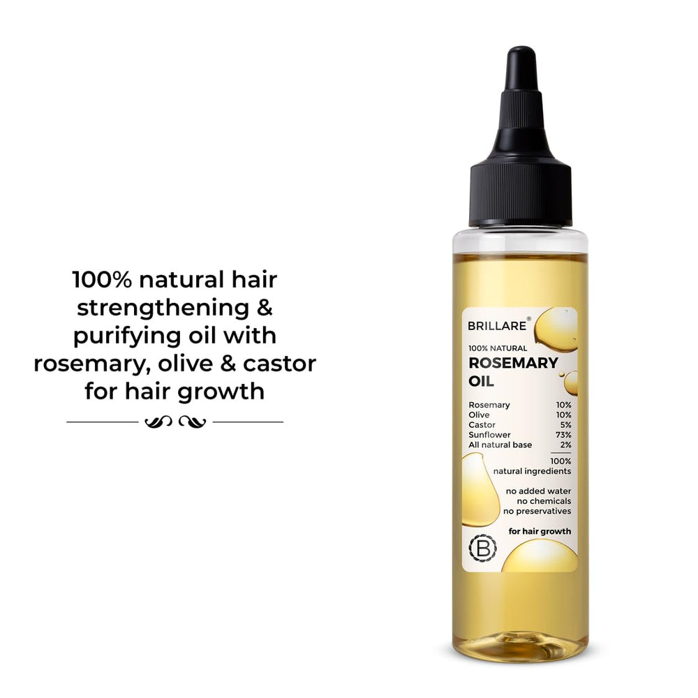 BRILLARE rosemary oil dropper dispenses soothing formula for scalp comfort.