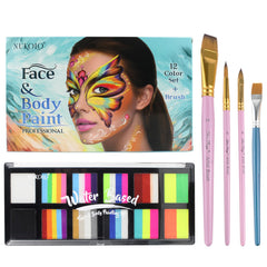 BRIMFULITE water-activated face paint kit with split cake and four brushes for creative looks