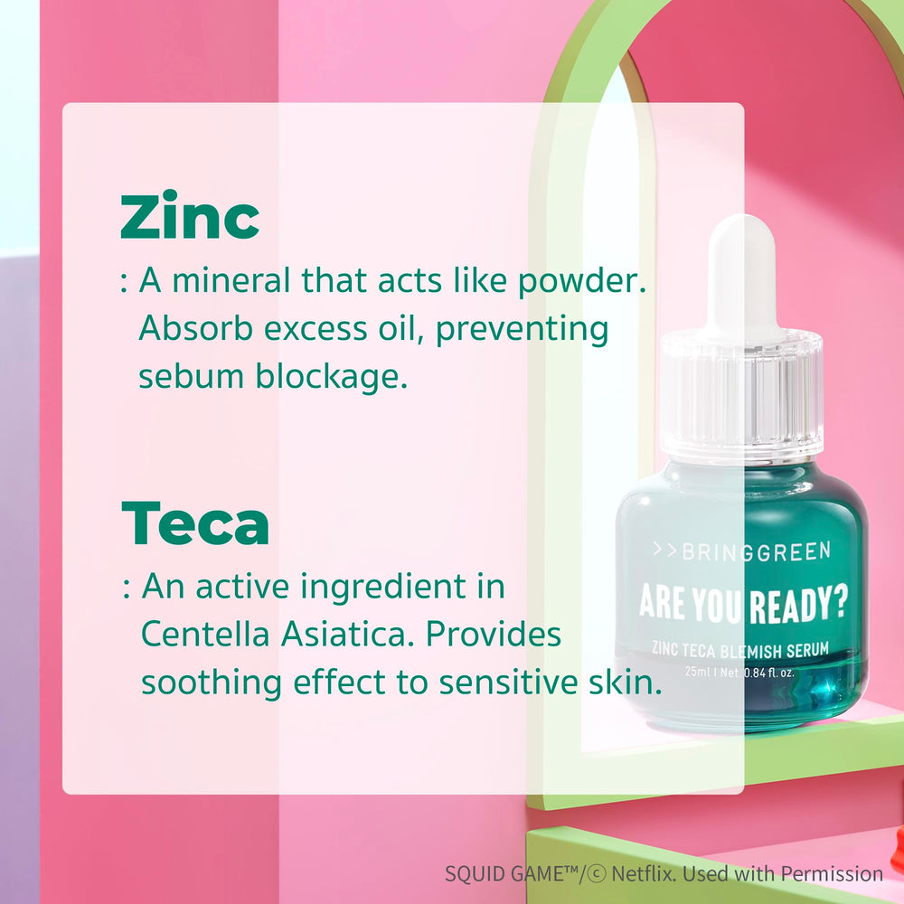 Niacinamide and Zinc PCA serum label detail emphasizing balance support.